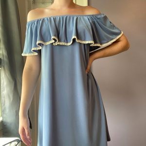 Off the shoulder baby blue dress